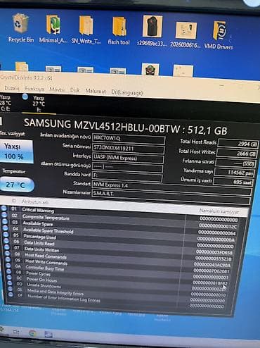 pc 1 tb: Daxili SSD disk Samsung, 512 GB, M.2, İşlənmiş — 2