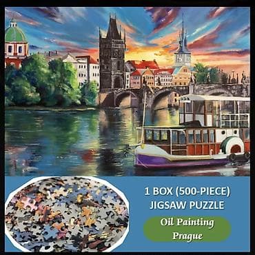 Спортивные игры: 500 hissəli “Praqa – Yağlı boya üslubunda” pazl - Qutu: 1 ədəd, 500 — 1