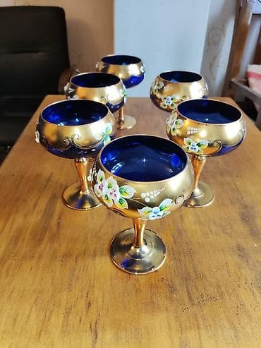 yeni qablar: Qədəhlər, rəng - Qızılı, Şüşə, 6 ədədli dəst — 1