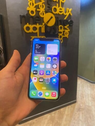 iphone x işlenmiş qiymeti: IPhone X, 64 ГБ, Белый, Face ID — 2