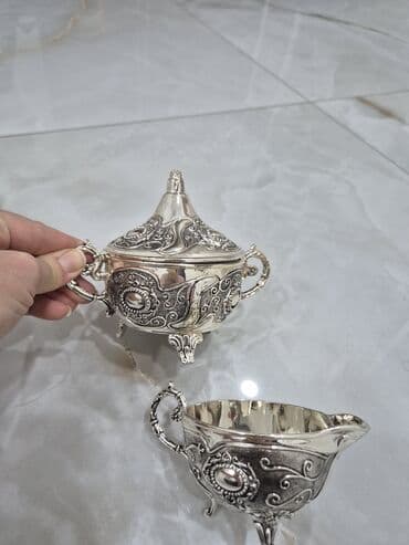 kapuçino: Qəhvə dəsti, rəng - Gümüşü, Metal — 7