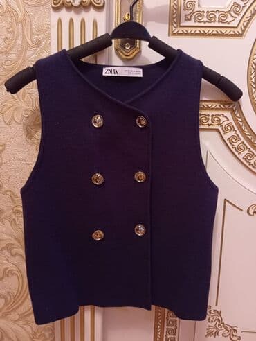 женские спортивные жилетки: Жилет, Zara, XS, цвет - Синий — 2