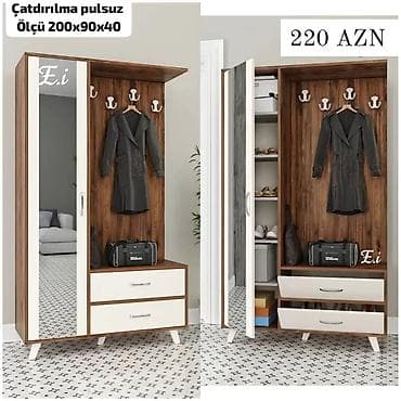 Dəhliz dolabı 220Azn 💥 ölçü 90x200x40 ✔️Rəng seçimi var Çatdırılma — 3