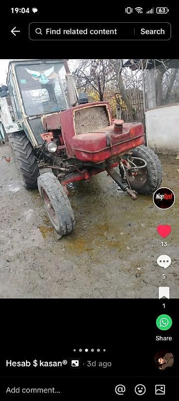 volkswagen golf 1 6: Traktor – Belarus MTZ seriyası tipli, kabinalı Xüsusiyyətlər: - Arxa — 1