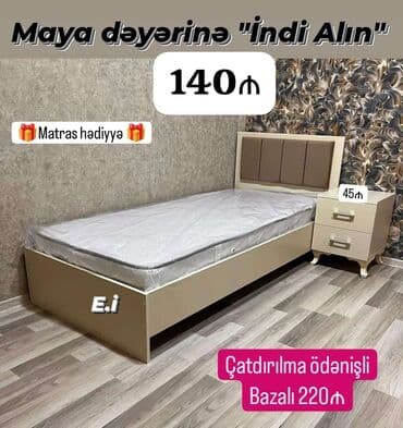 спальная мебель: Yeni, Təknəfərlik çarpayı, Matras ilə — 1