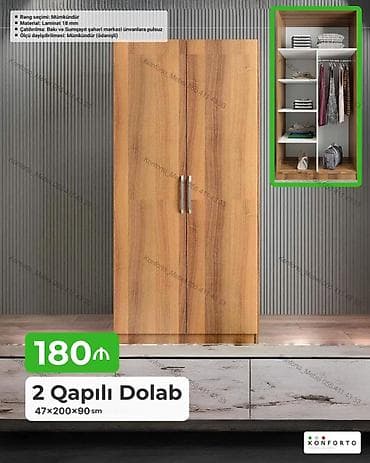 perla dolab: İki qapılı dolab - Ölçü: 47×200×90 sm - Material: 18 mm laminat - — 1