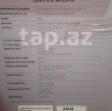 usb port: ASUS ROG Helios (GX601) – Premium Mid‑Tower kompüter korpusu - — 6