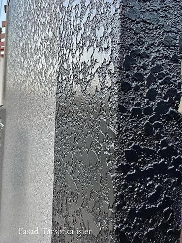 текстура фасада дома: Fasad tarsofka (dekorativ “yağış damcısı”/mozaik teksturalı) suvaq və — 10