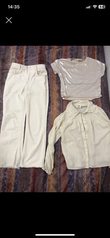 qadın kostyum: Dest 20 azn 8-9 yaş Açıq krem rəngli qadın geyim dəsti - Şalvar — 1