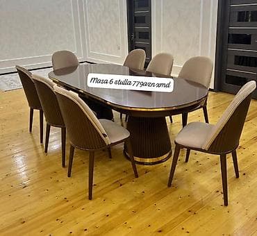 balaca metbex dizayni: Qonaq otağı üçün, Yeni, Açılmayan, Oval masa, 6 stul — 1
