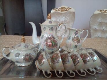 lülə: Çay dəsti, rəng - Ağ, Farfor — 1