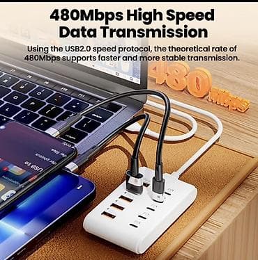 usb hard disk: 10‑in‑1 Sürətli Şarj Stansiyası – 5x USB‑A + 5x Type‑C (PD) — 4