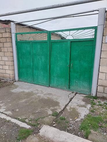 demir qapı modelleri: Dəmir Həyət darvazası, Yana açılan, Mexaniki, Qapı ilə, rəng - Yaşıl — 5