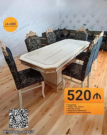 gaming oturacaq: Qonaq otağı üçün, Açılmayan, Dördbucaq masa, 6 stul — 1