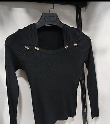 Donlar: Qadın uzunqollu trikotaj sviter - Rəng: qara - Dizayn: sinə — 1