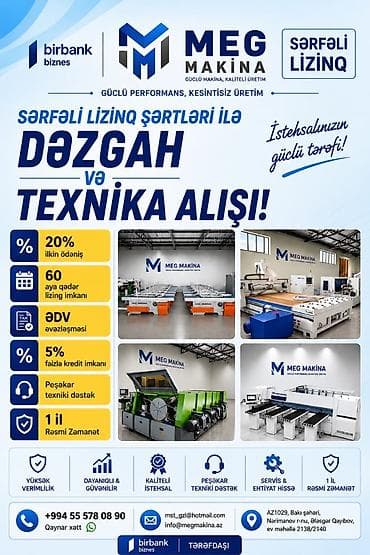 ucuz manej: MEG Makina – Dəzgah və texnika alışı üçün sərfəli lizinq Təklif: - — 1