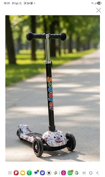 Uşaq skuter - Rəngli “Scooter” yazılı idarəetmə dirəyi - Tənzimlənən