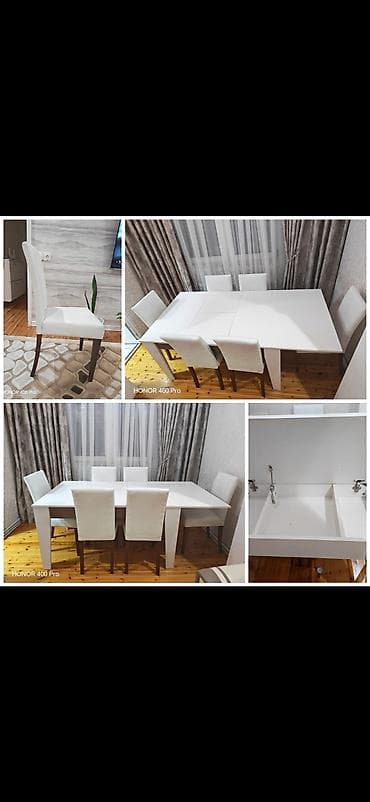 Qonaq otağı üçün, Açılan, Dördbucaq masa, 6 stul