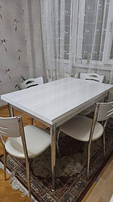 Qonaq otağı üçün, İşlənmiş, Kvadrat masa, 4 stul