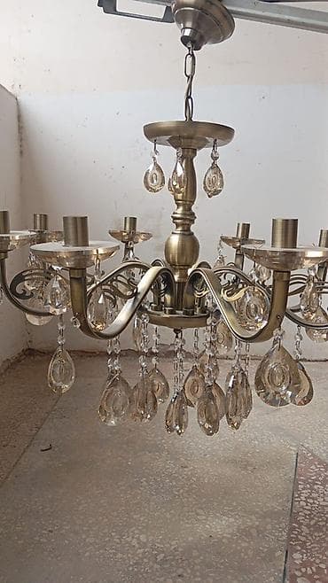 bronza fiqur: Çılçıraq, 8 lampa, Metal — 1