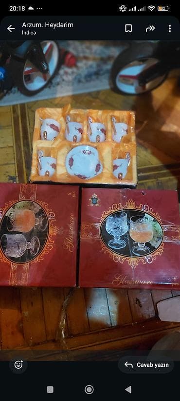 qədimi serviz: Məişət qabları dəsti – şüşə və porselen - 6 edədi 10 Cristalleria — 3