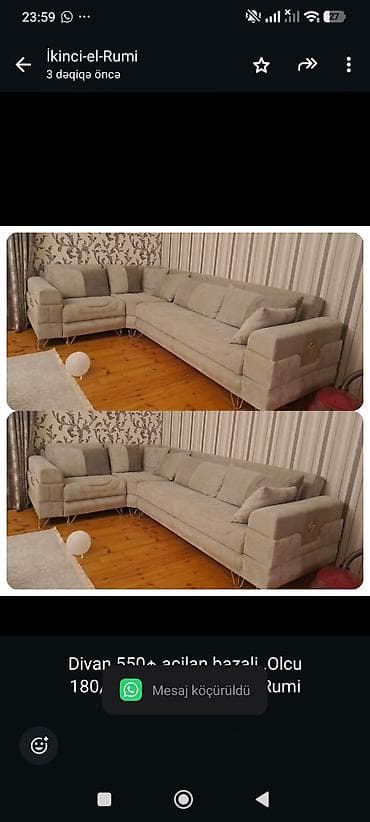 Divan 550₼ acilan bazali .Olcu 180/3 .Unvan Xocasen &Rumi
