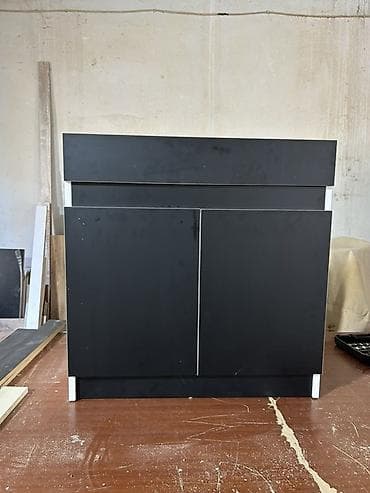 dolap ofis: Mebel dolabı – qara-ağ rəngdə, minimal dizayn - Model: iki qapılı alt — 2