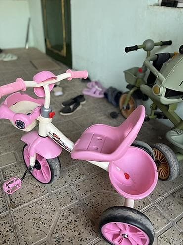 Детские велосипеды: Satılır!!! Uşaq üçtəkərli velosipedi – çəhrayı rəngdə - 3 təkərli — 1