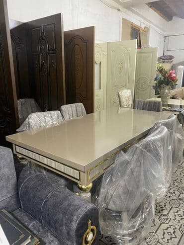 Qonaq otağı üçün, Yeni, Açılan, Dördbucaq masa, 6 stul