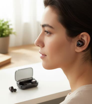 Mikrofonlar: Yeni Simsiz (Bluetooth) Qulaqcıqlar, rəng - Qara — 13