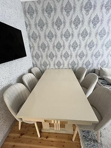 ofis stullari: Qonaq otağı üçün, Dördbucaq masa, 6 stul — 3