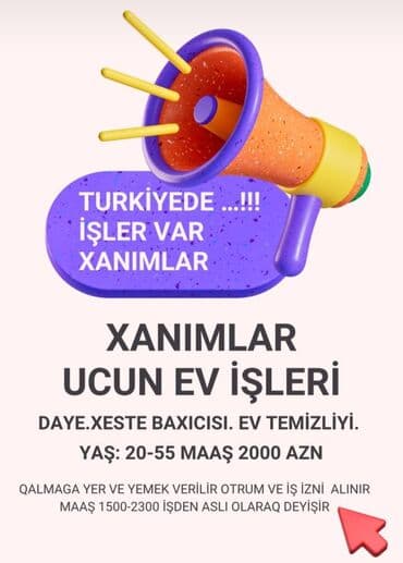 daye sumqayit: Türkiyədə dayəlik, xəstə baxıcılığı və ev təmizliyi sahəsində ev — 1