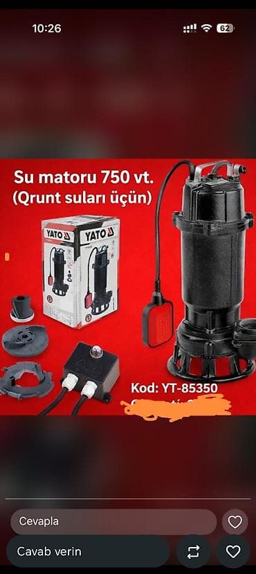 su motorlari: Nasos, Çirkab quyular üçün, quraşdırılma Sualtı — 1