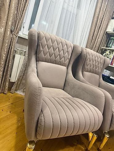 ev ucun stol stul: Kreslo, Vеlur parça, Ödənişli çatdırılma — 2