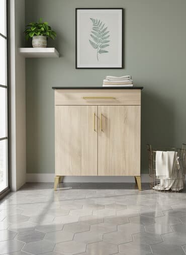 Mətbəx/hamam üçün şkaf - Material: taxta teksturalı MDF/laminat gövdə