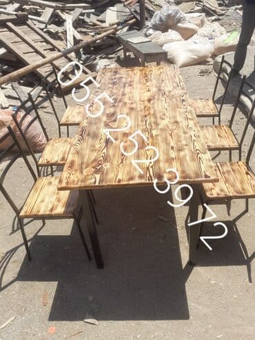 stol və stul dəstləri: Yeni, Kvadrat masa, 6 stul, Açılmayan, Stullar ilə, Taxta, Azərbaycan — 7