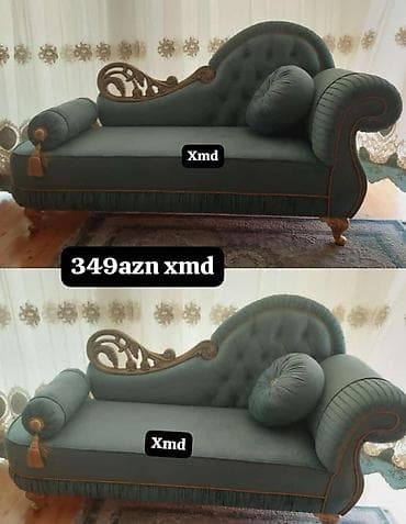 klassik mebeller: Klassik üslublu şezlonq-divan - Rəng: tünd yaşıl - Material: yumşaq — 1