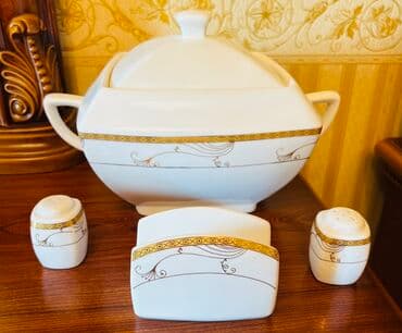 Mətbəx aksesuarları: Nahar dəsti, rəng - Ağ, Farfor — 8