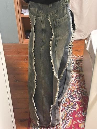 cins şalvar modelleri 2022: Unikal dizaynlı cins şalvar: - Model: geniş kəsimli, yüksək bel - — 2