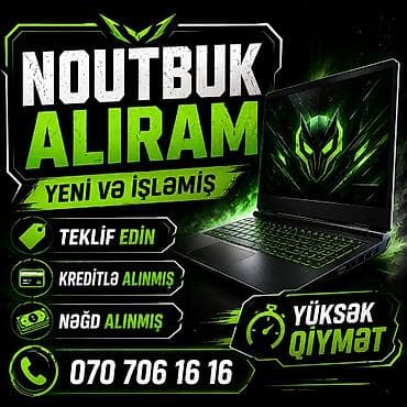 komputerlər satışı: YÜKSEK QIYMETE YENİ VE İŞLEMİŞ NOUTBUK ALIRAM KREDITLE VE NEĞD ALINMIS — 1
