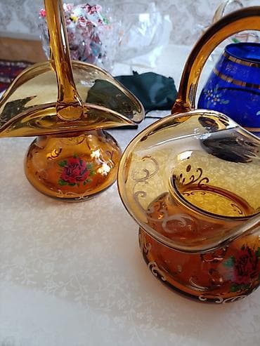 Bədii şüşə dekor səbətləri – 2 ədəd set - Material: qalın lalafo.az -da Bədii şüşə dekor səbətləri – 2 ədəd set - Material: qalın