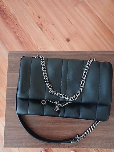 versage sep: Qara çiyin çantası - Material: yumşaq teksturalı ekodəri görünüşlü — 1