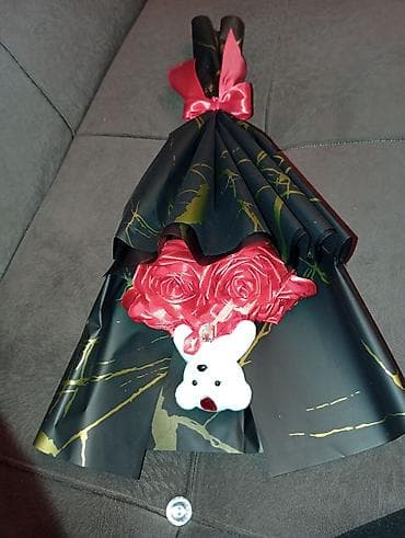 Hədiyyə buketi – oyuncaq ayıcık və qızılgül kompozisiyası - Tərkib — 3