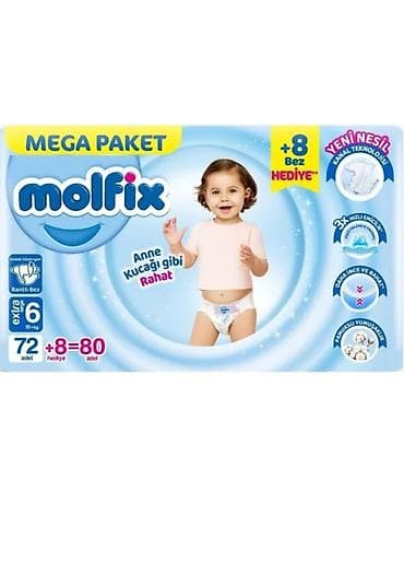 corab toxuma: Molfix uşaq bezi – Mega Paket - Növ: Bantlı bez - Ölçü: 6 (extra — 1