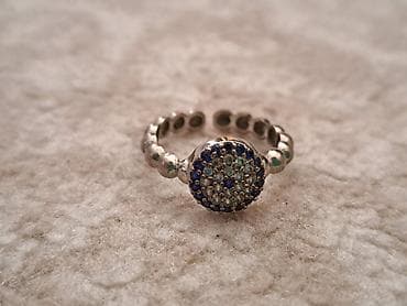 Digər: Gümüş rəngli zərif qadın üzüyü - Dizayn: dairəvi başlıqda mikrodaşlı — 2