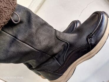 qadın qış ayaqqabıları: Qış çəkmələri - Rəng: qara (altlıq bej rəngli) - Material: yumşaq üst — 6