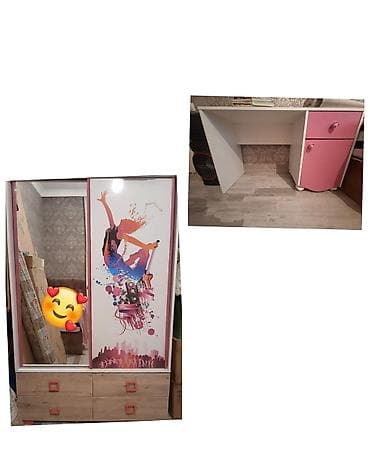 Uşaq/yeniyetmə otağı üçün mebel dəsti - Güzgülü sürgülü şkaf: Ön