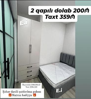 dola: Məhsul: Yataq otağı mebelləri dəsti - 2 qapılı dolab – qiymət: 200₼ — 1