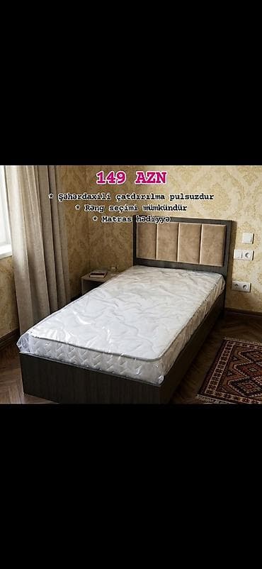 mebel usta: Tək nəfərlik çarpayı – yumşaq başlıqla, minimal dizayn — 2