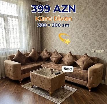 Künc divan – 280 × 200 sm Qiymət: 399 AZN (şəkildə göstərilib) -